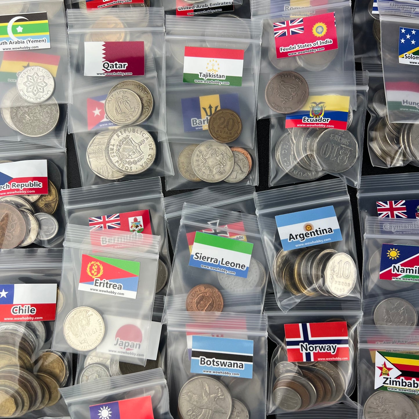 500-1500 Different World Coins – Organized by Country (No Repeats)