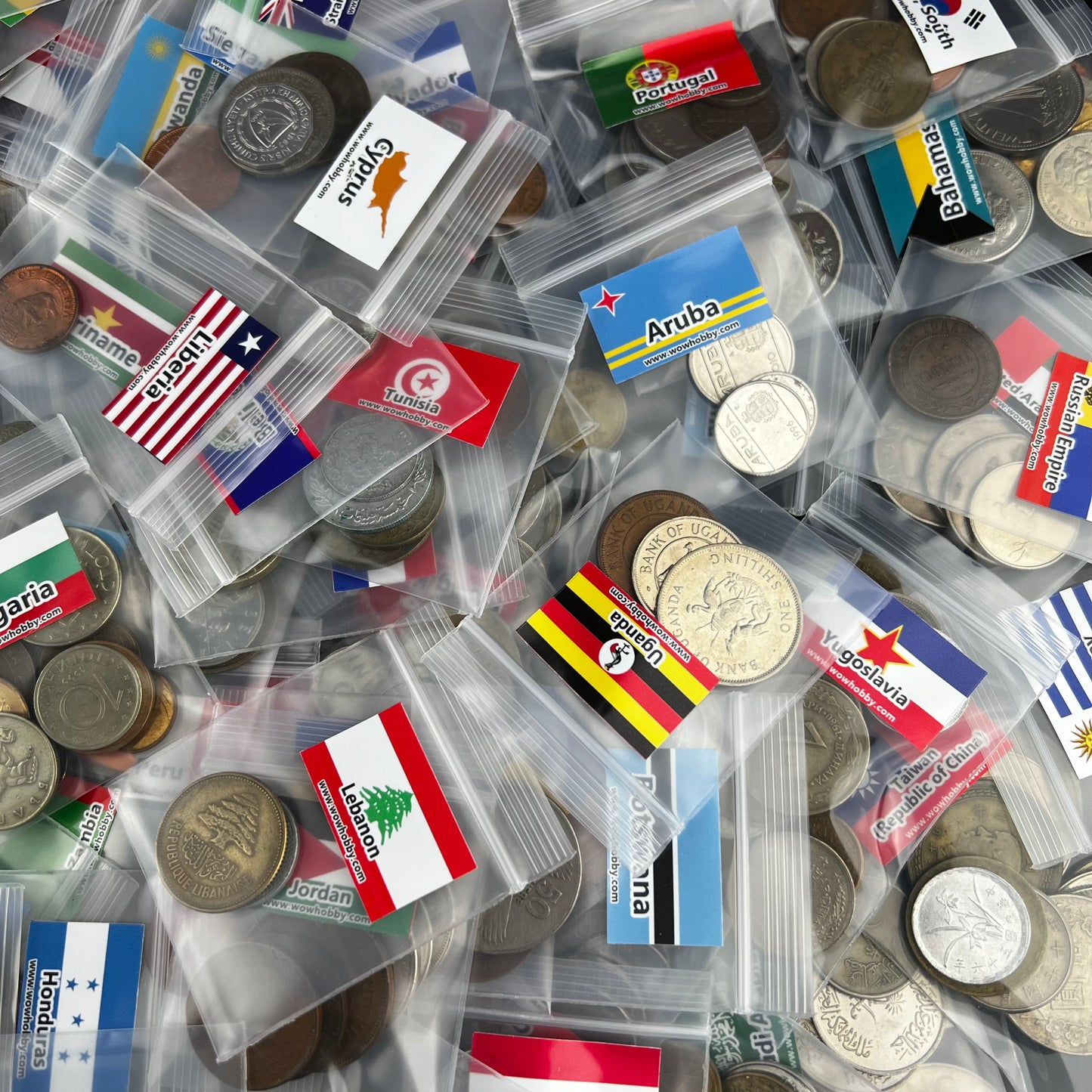 500-1500 Different World Coins – Organized by Country (No Repeats)