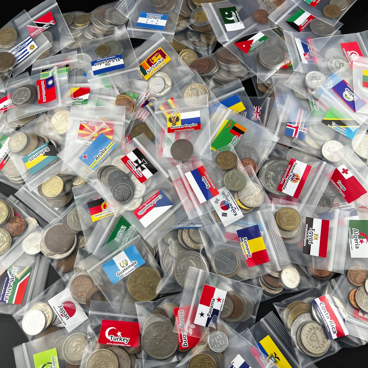 500-1500 Different World Coins – Organized by Country (No Repeats)