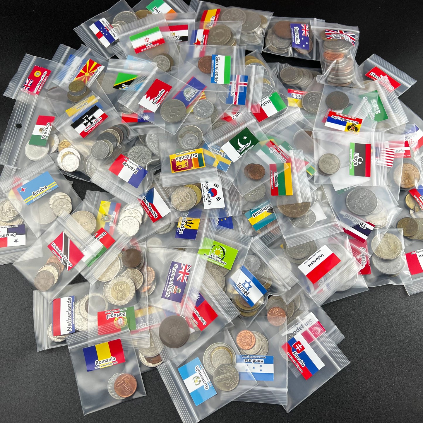 500-1500 Different World Coins – Organized by Country (No Repeats)