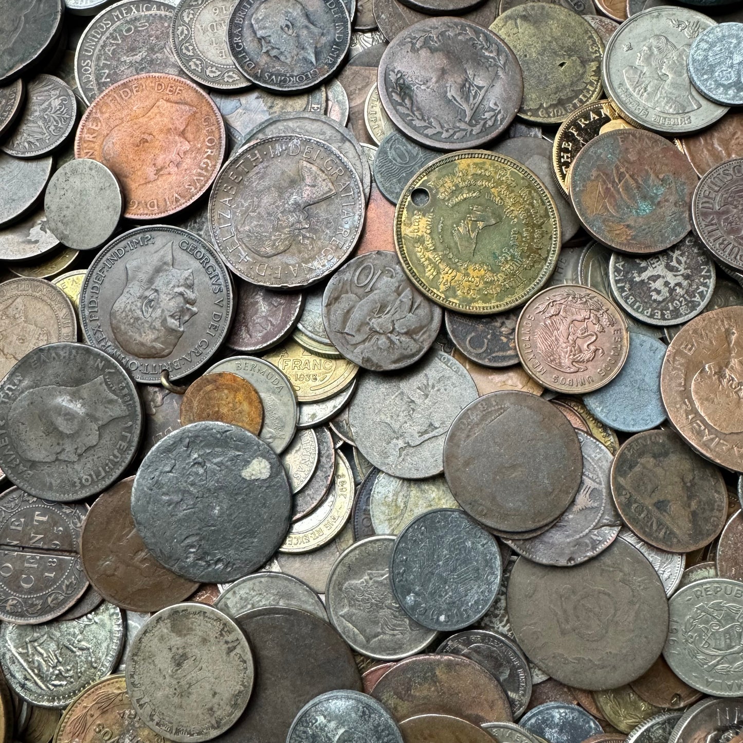 Bulk Lot of Damaged, Cull Foreign Coins and US Tokens