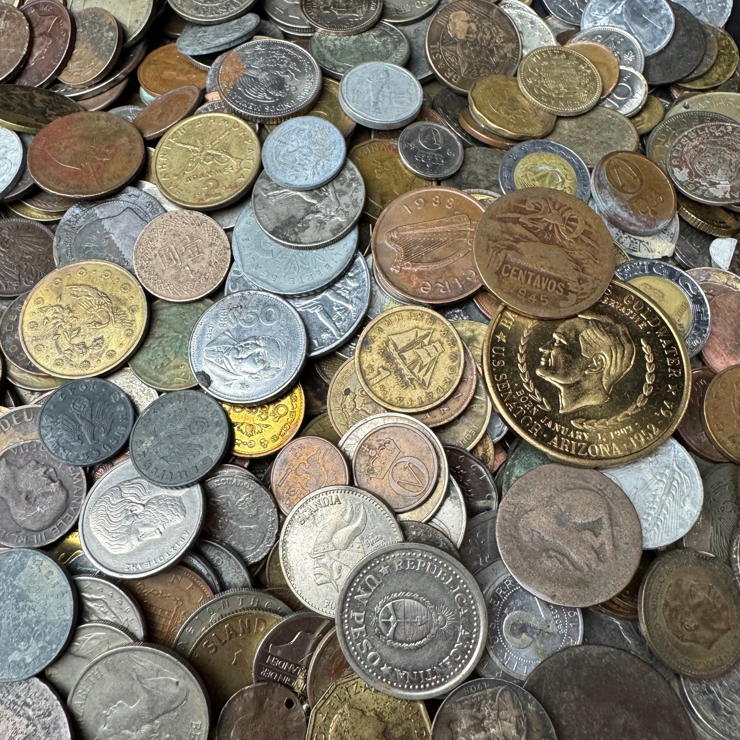 Bulk Lot of Damaged, Cull Foreign Coins and US Tokens