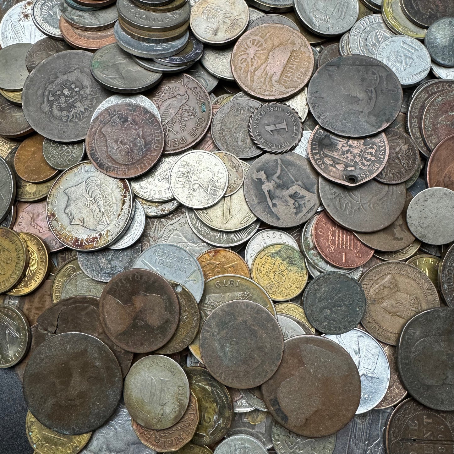 Bulk Lot of Damaged, Cull Foreign Coins and US Tokens