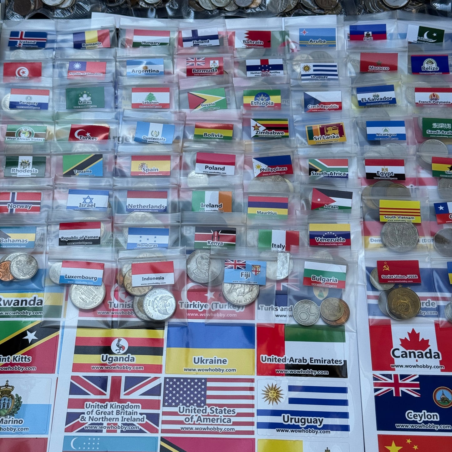 500-2000 World Coins – Organized by Country (Some Repeats)