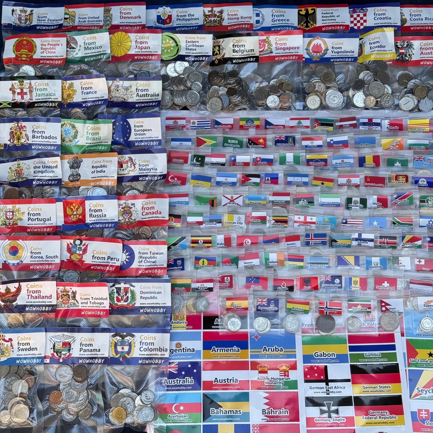 500-2000 World Coins – Organized by Country (Some Repeats)