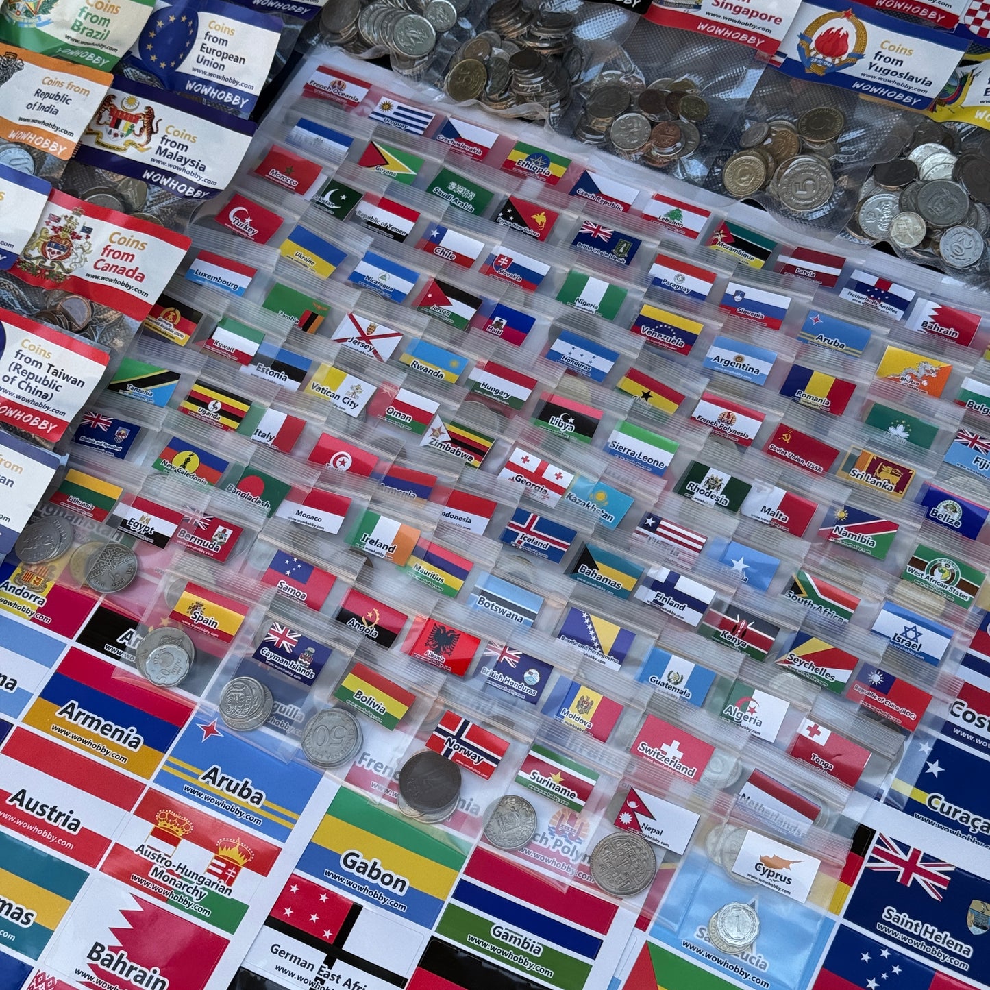 500-2000 World Coins – Organized by Country (Some Repeats)