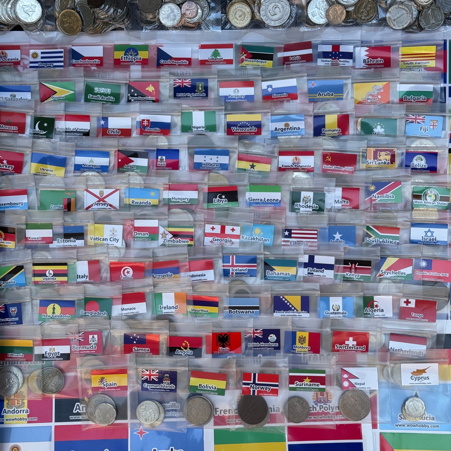 500-2000 World Coins – Organized by Country (Some Repeats)