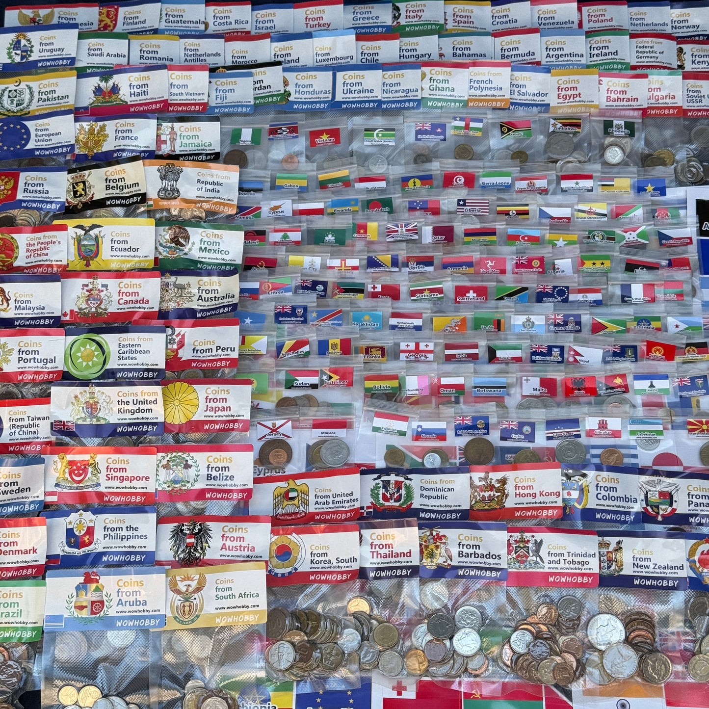 500-2000 World Coins – Organized by Country (Some Repeats)