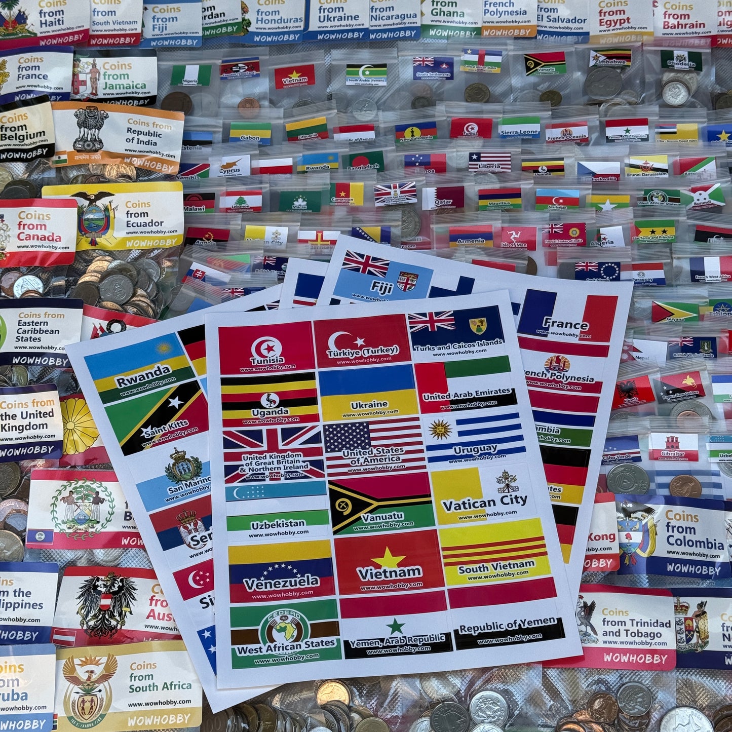 500-2000 World Coins – Organized by Country (Some Repeats)
