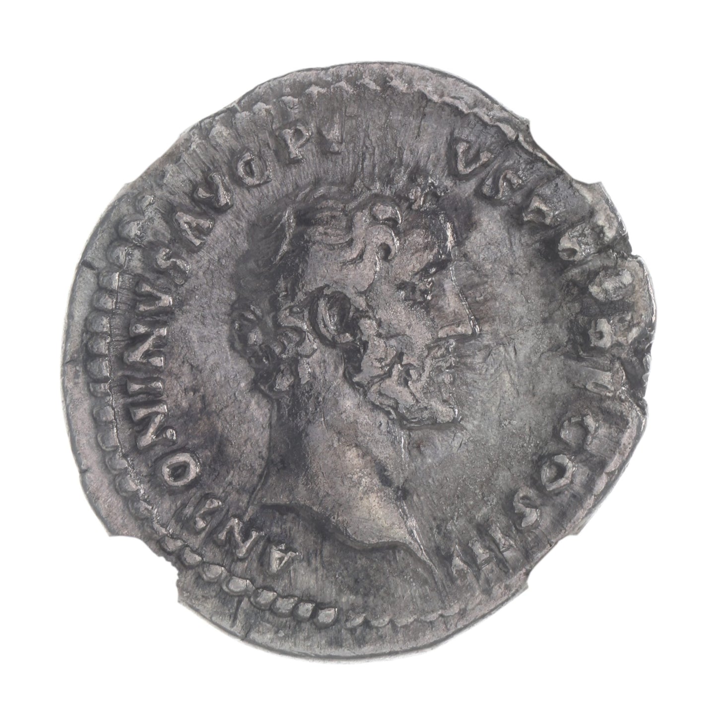 Antoninus Pius Roman Silver Denarius (AD 138-161) NGC
