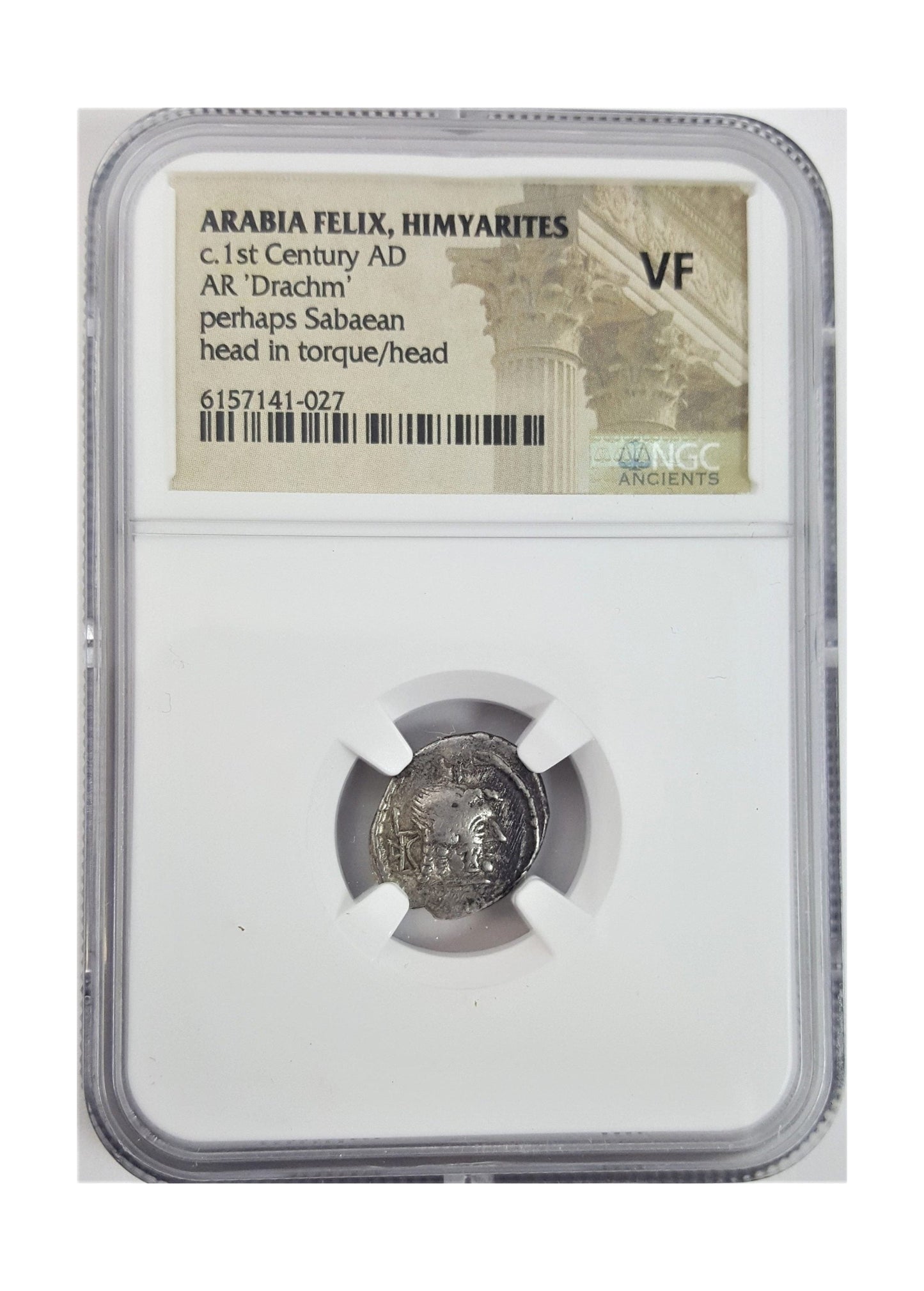 Himyarite Kingdom Arabia Felix Silver Drachm 1st Century (NGC Slab)