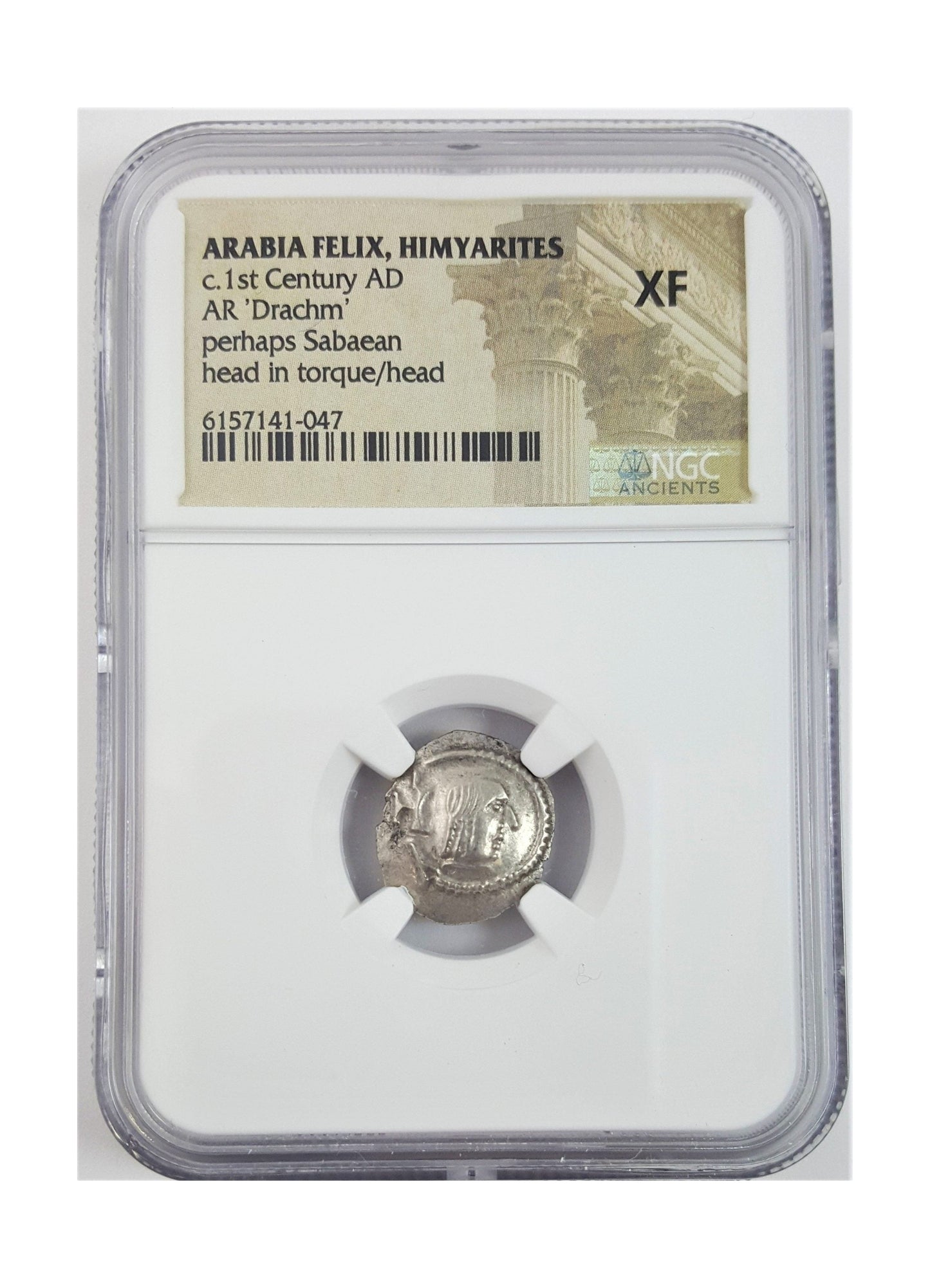 Himyarite Kingdom Arabia Felix Silver Drachm 1st Century (NGC Slab)