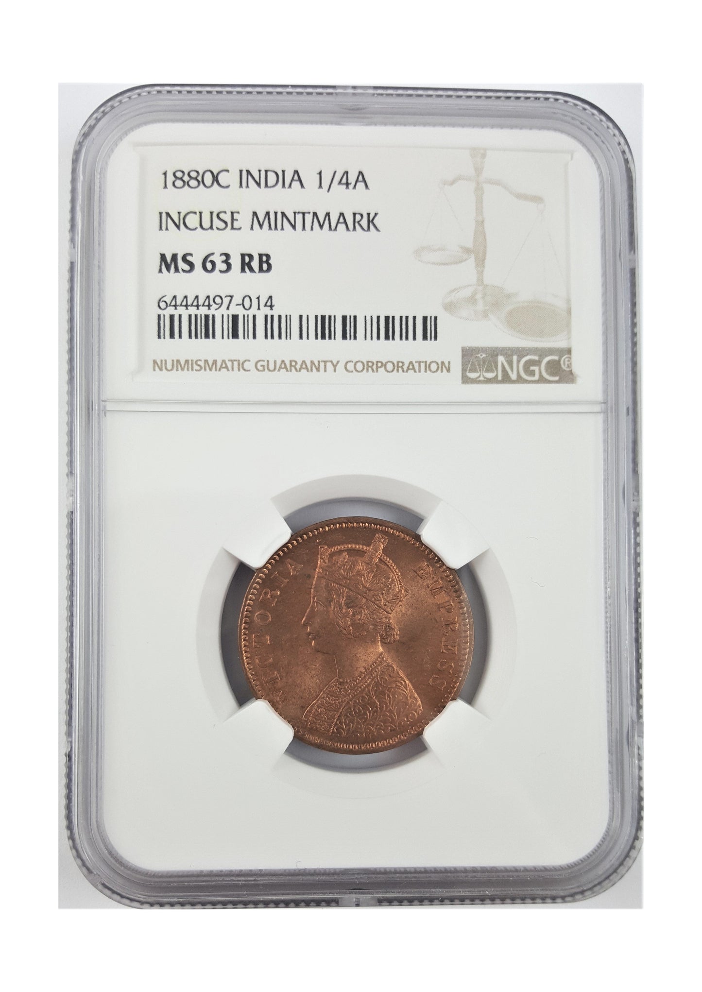 British India 1/4 Anna (1880–1889) – Queen Victoria – Copper Coin