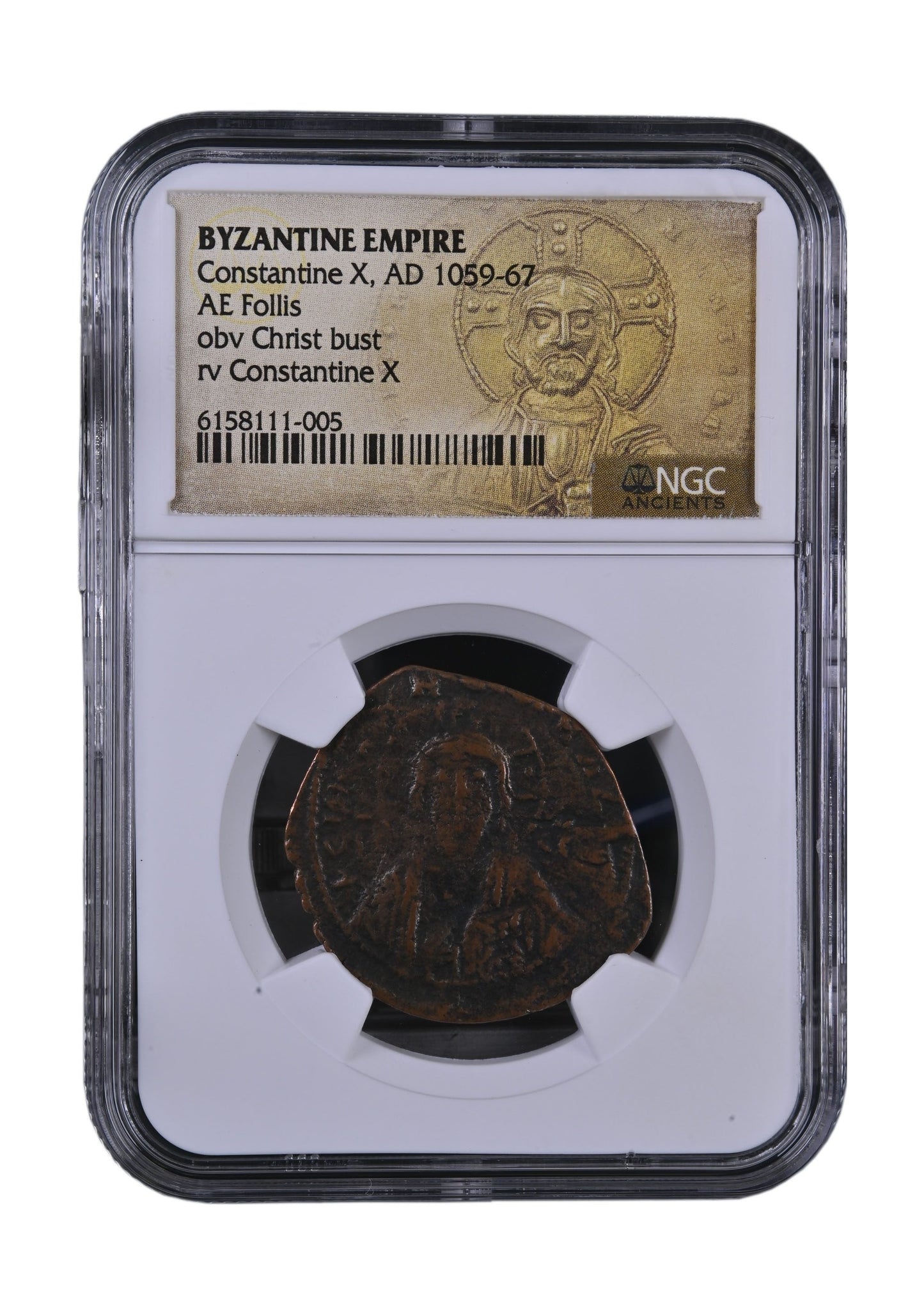Byzantine AE2 Anonymous Folles with Bust of Christ (976-1025 CE) NGC