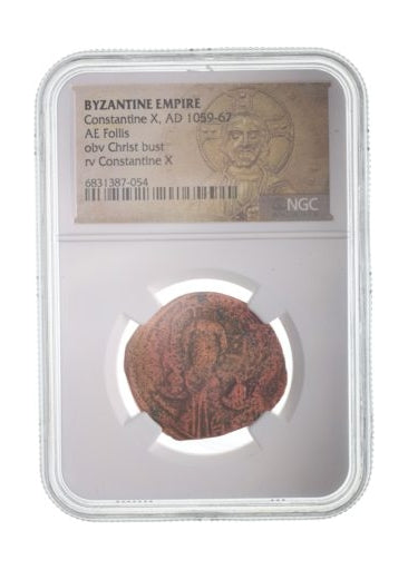Byzantine AE2 Anonymous Folles with Bust of Christ (976-1025 CE) NGC