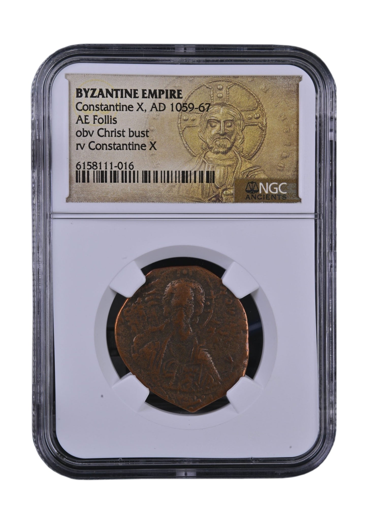 Byzantine AE2 Anonymous Folles with Bust of Christ (976-1025 CE) NGC