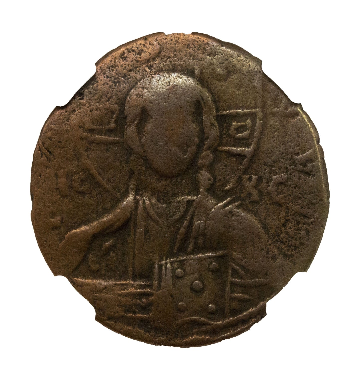 Byzantine AE2 Anonymous Folles with Bust of Christ (976-1025 CE) NGC