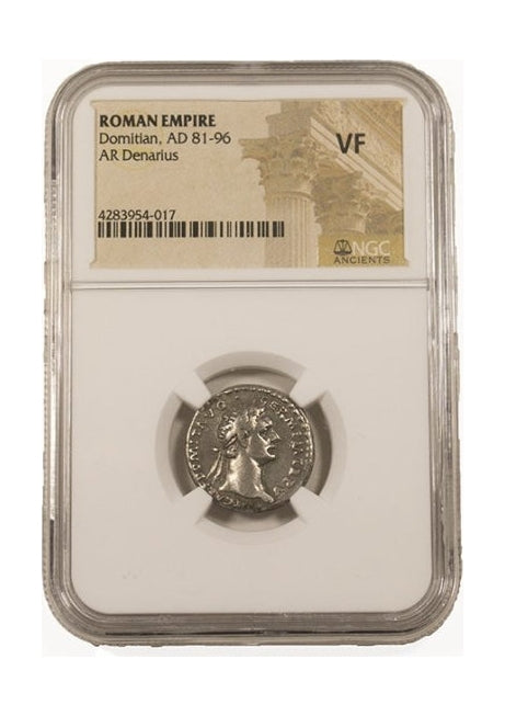 Domitian Roman AR Denarius (NGC Certified Slab)