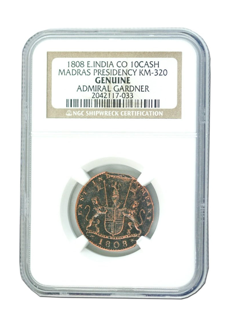 Admiral Gardner Shipwreck Treasure 10 Cash (1808) NGC