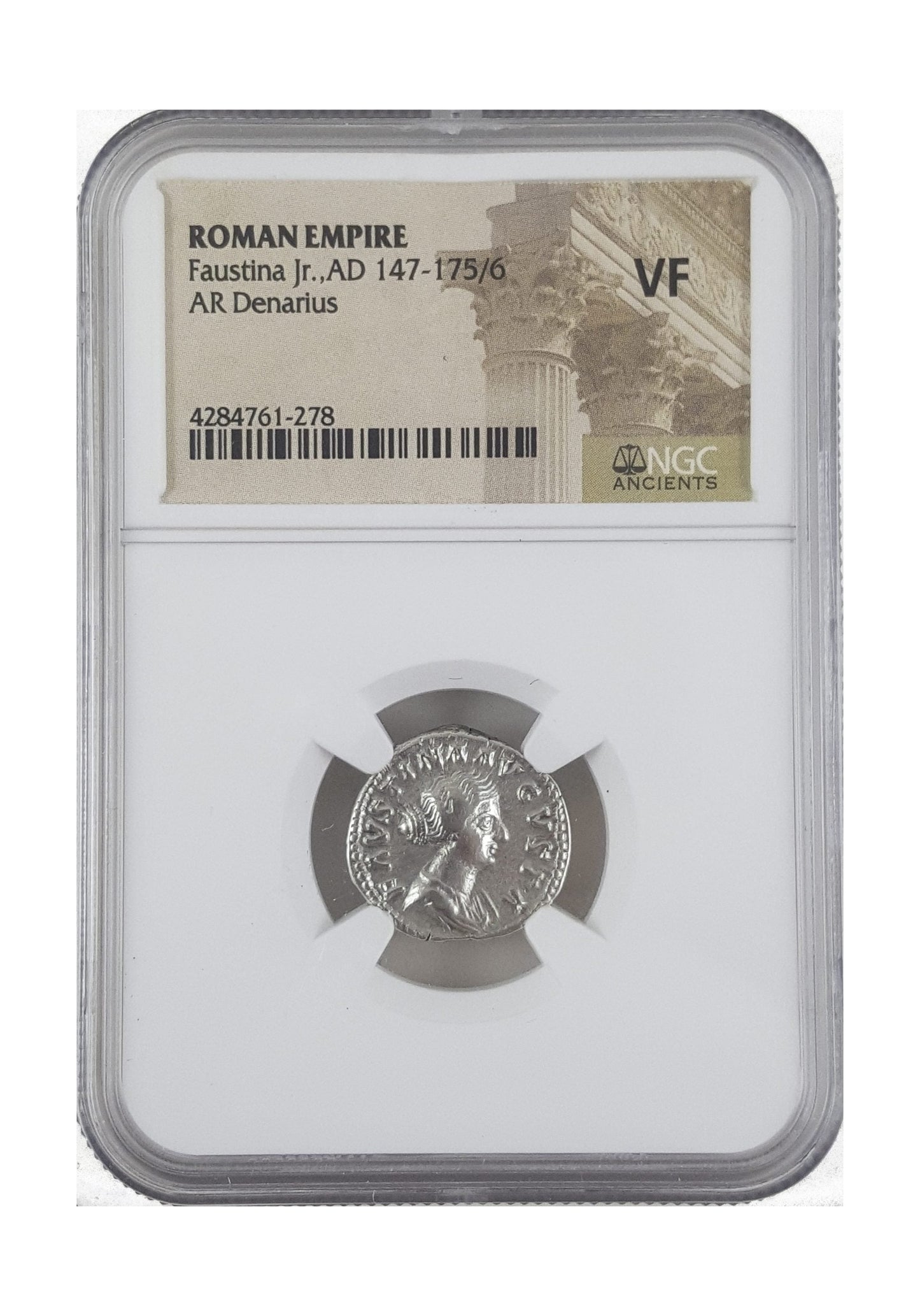 Faustina Jr. Roman Silver Antoninianus (NGC Certified Slab)