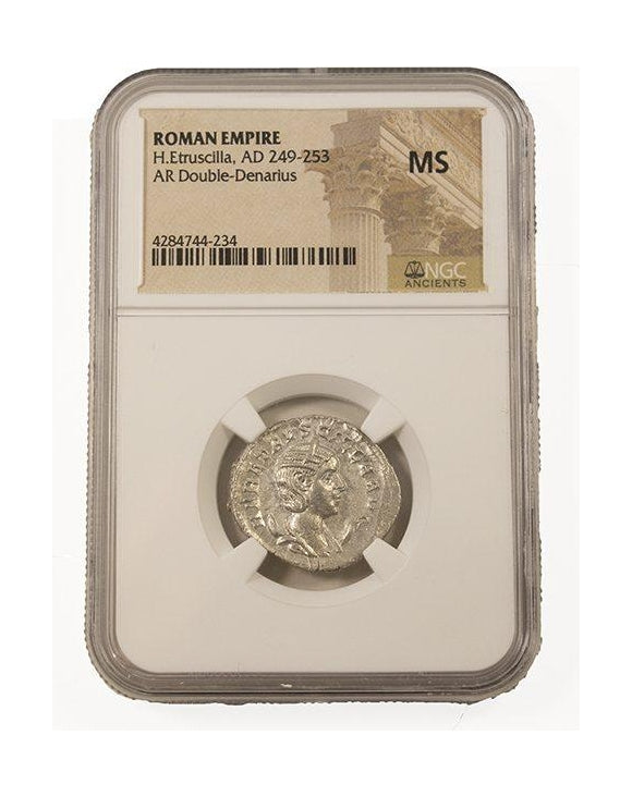 Herennia Etruscilla Roman Silver Denarius (NGC Certified Slab)