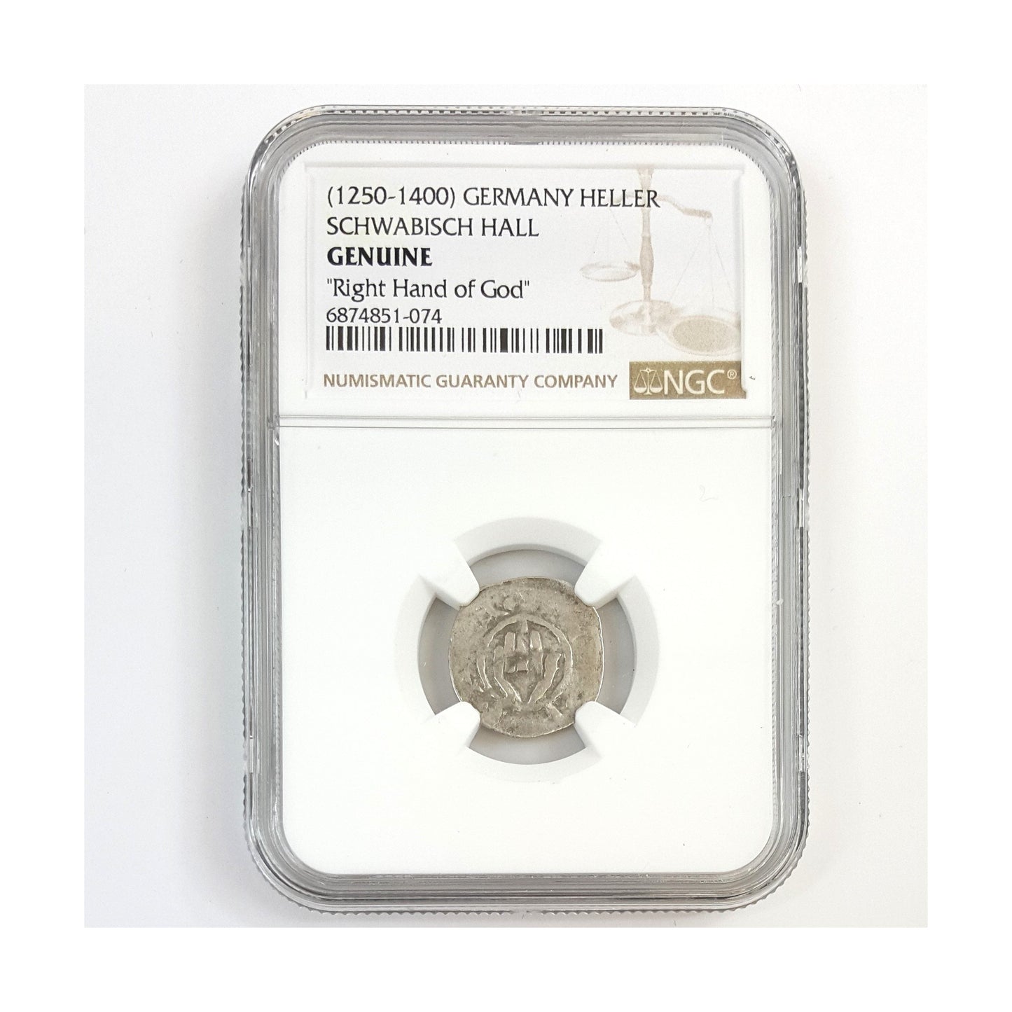 Austria “Right Hand of God” Heller (c. 1300) NGC