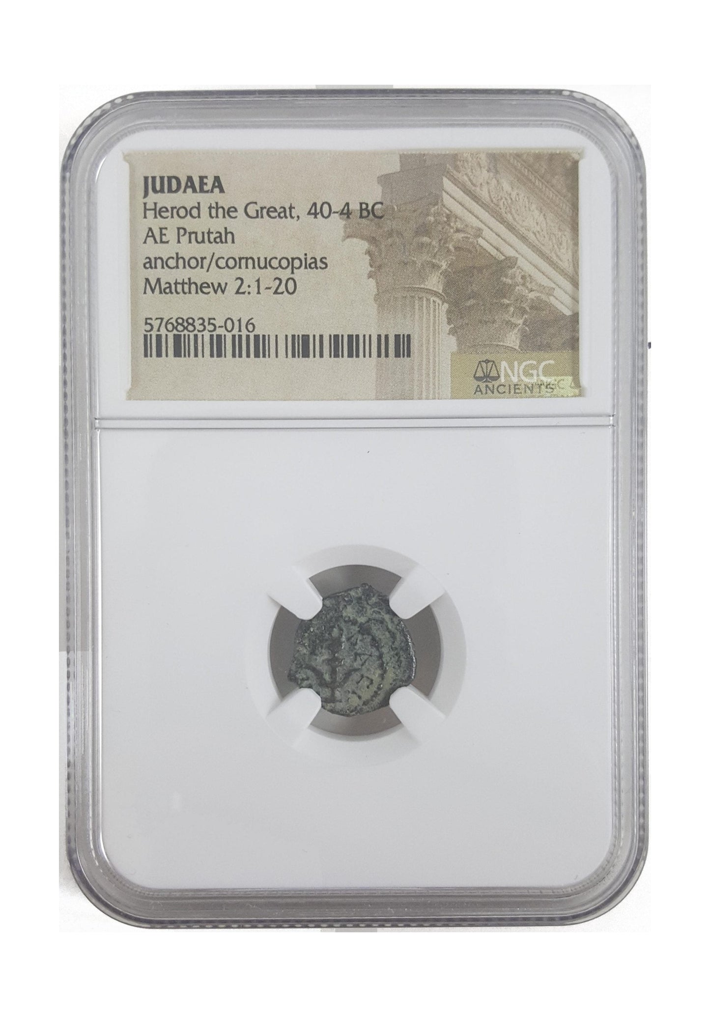 Herod I Judaea AE Prutah (40-4 BC) NGC