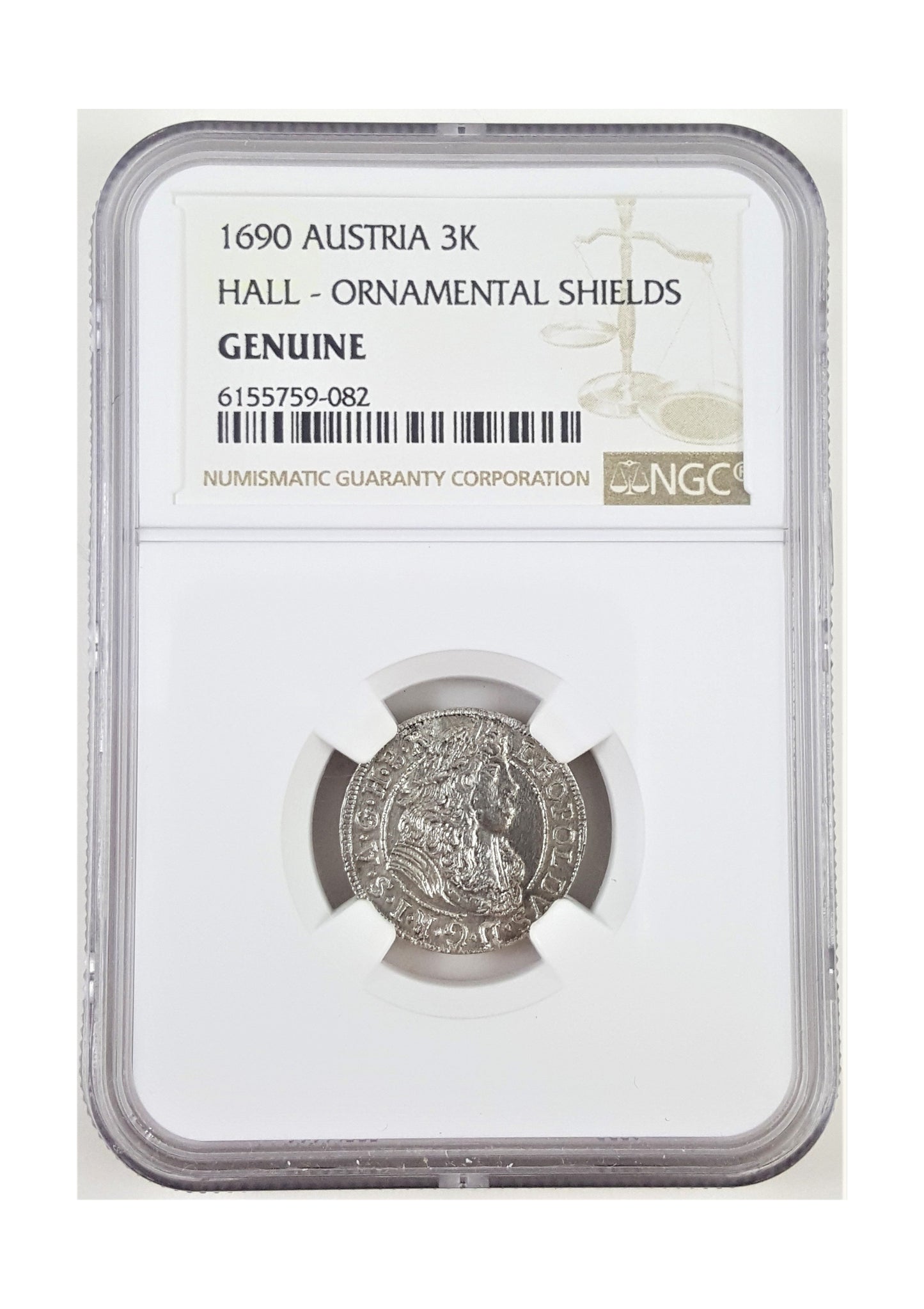Austria Silver 3 Kreuzer Of Leopold I “The Hogmouth” (AD 1657–1705) NGC
