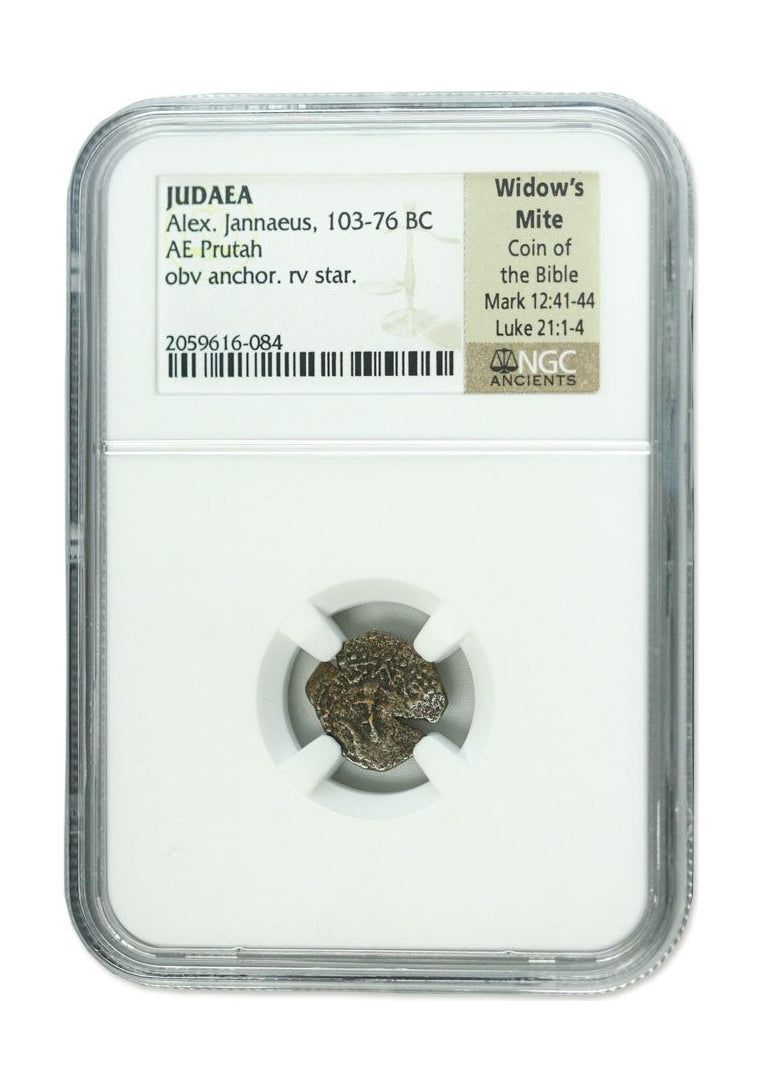 Widow's Mite Judaea AE Prutah of Alexander Jannaeus (103-76 BC) NGC