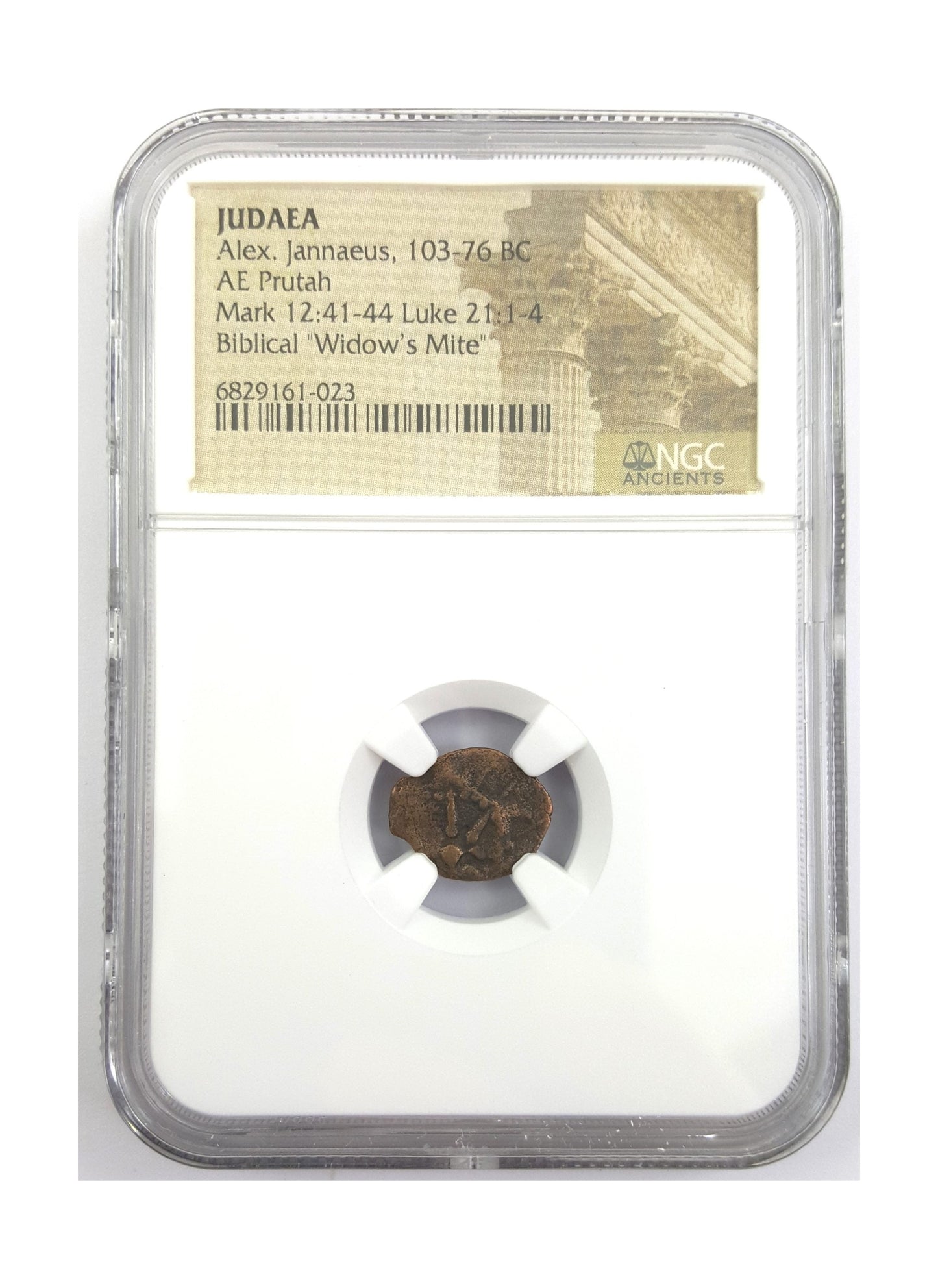 Widow's Mite Judaea AE Prutah of Alexander Jannaeus (103-76 BC) NGC