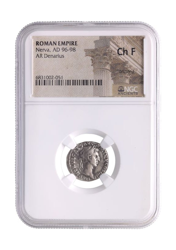 Roman Silver Denarius Of Nerva (AD 96–98) NGC