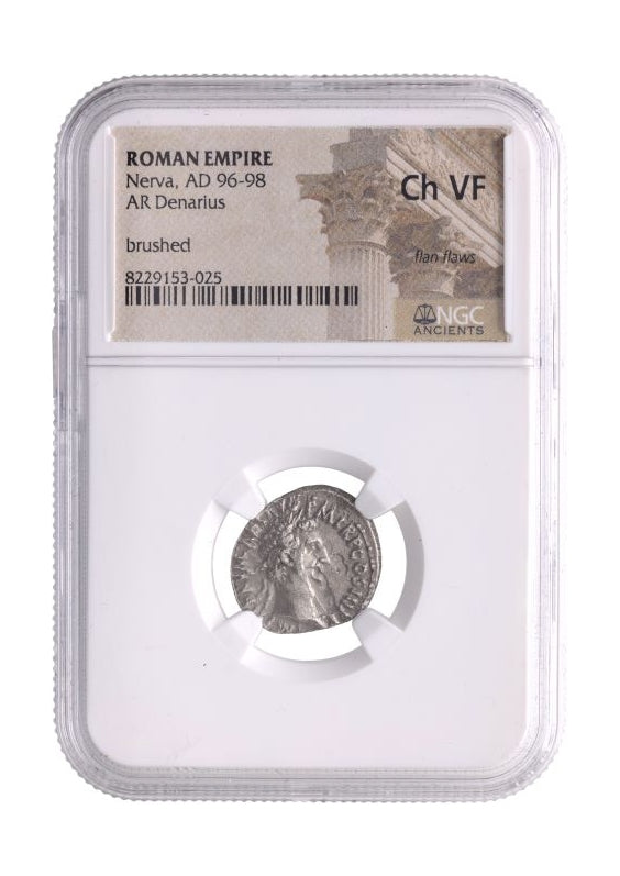 Roman Silver Denarius Of Nerva (AD 96–98) NGC