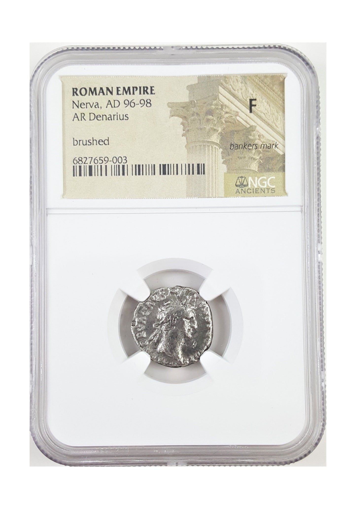 Roman Silver Denarius Of Nerva (AD 96–98) NGC