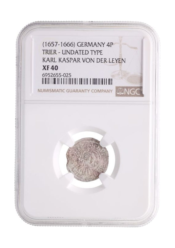 Germany 4 Pfennig (1652–1673) – Karl Kasper von der Leyen – St. Peter with Key – NGC Certified