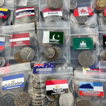 500-1500 Different World Coins – Organized by Country (No Repeats)