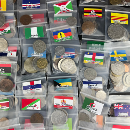 500-1500 Different World Coins – Organized by Country (No Repeats)