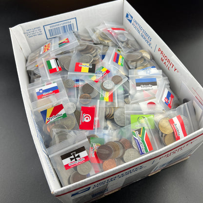 500-1500 Different World Coins – Organized by Country (No Repeats)