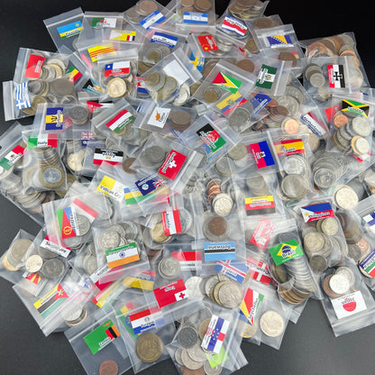 500-1500 Different World Coins – Organized by Country (No Repeats)