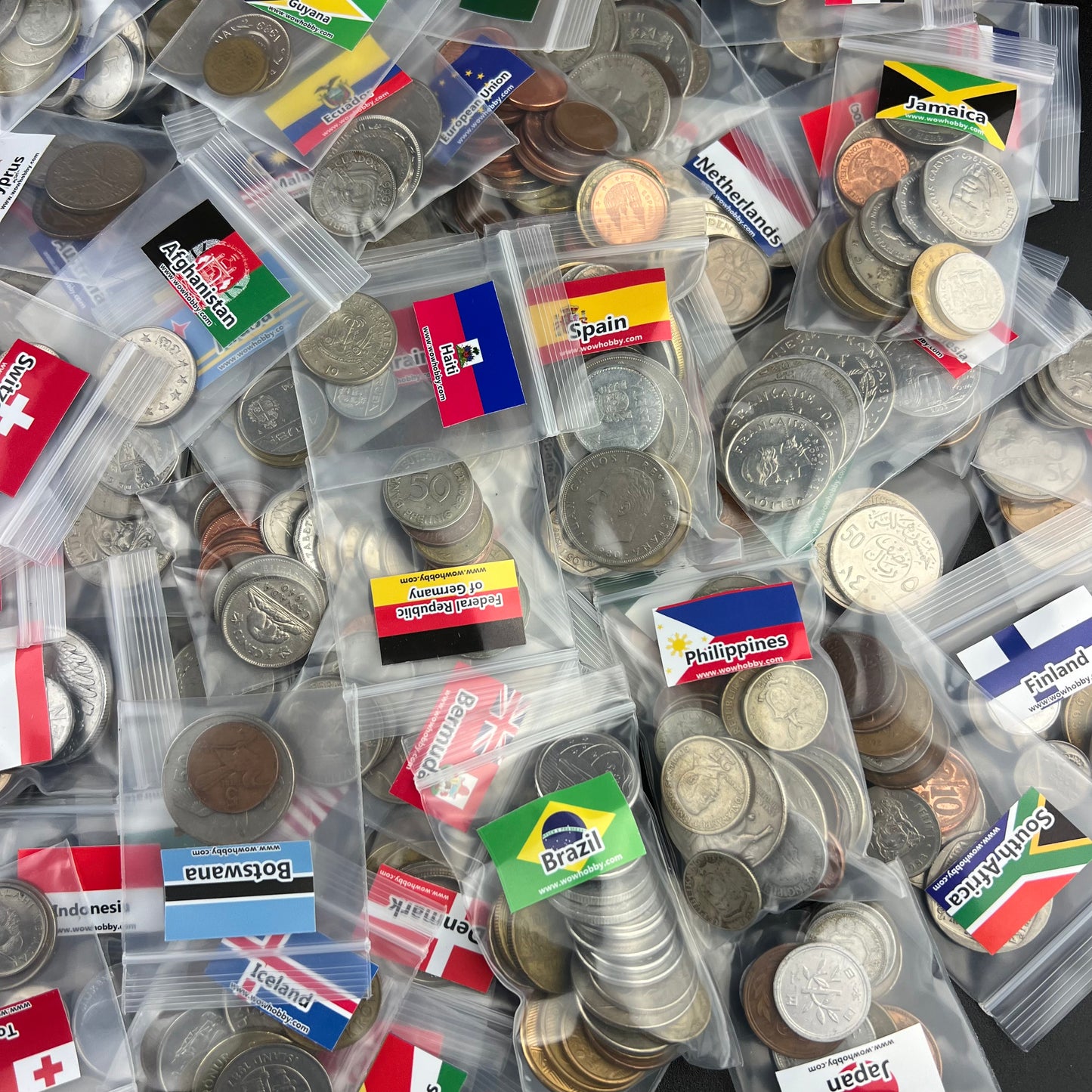 500-1500 Different World Coins – Organized by Country (No Repeats)