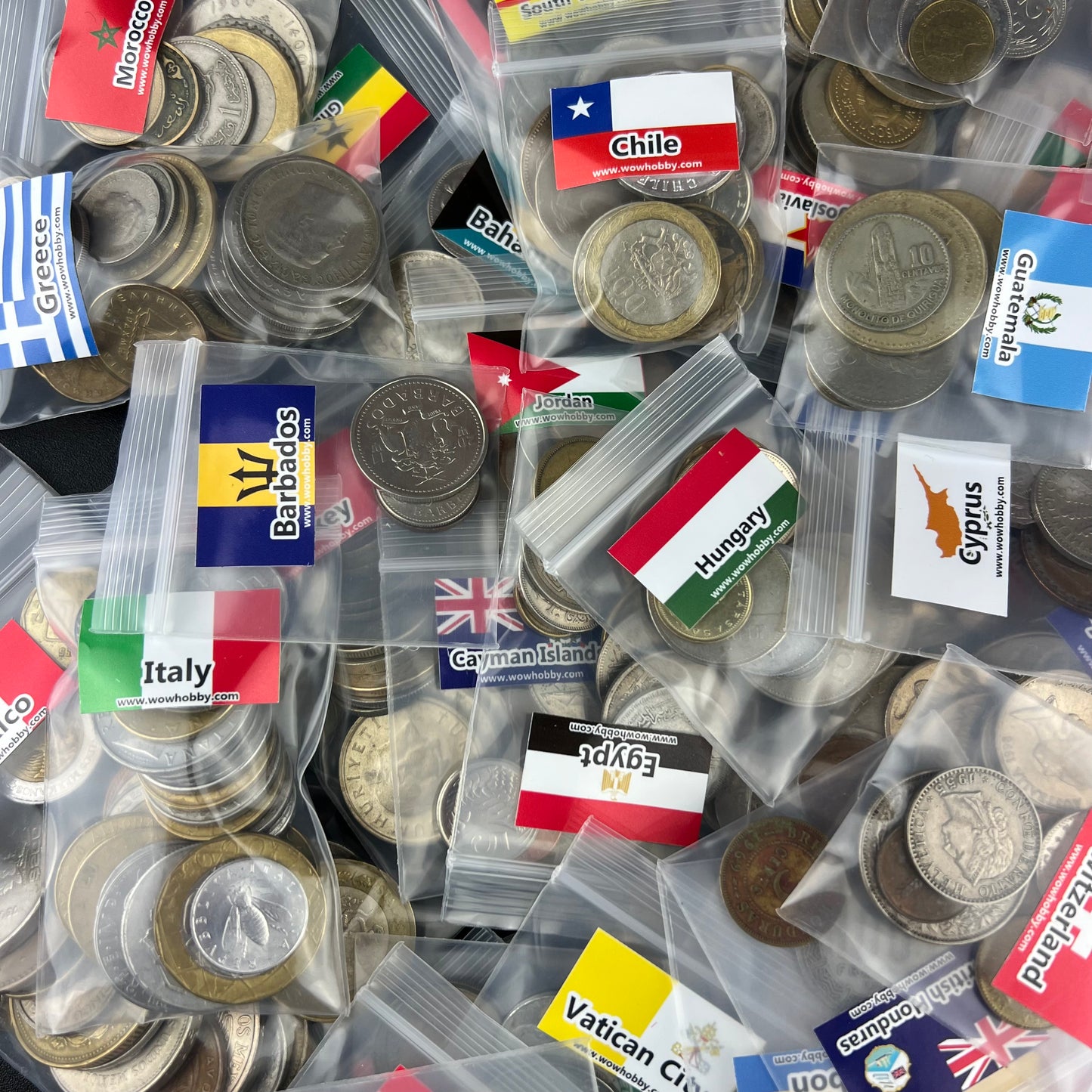 500-1500 Different World Coins – Organized by Country (No Repeats)