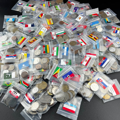 500-1500 Different World Coins – Organized by Country (No Repeats)