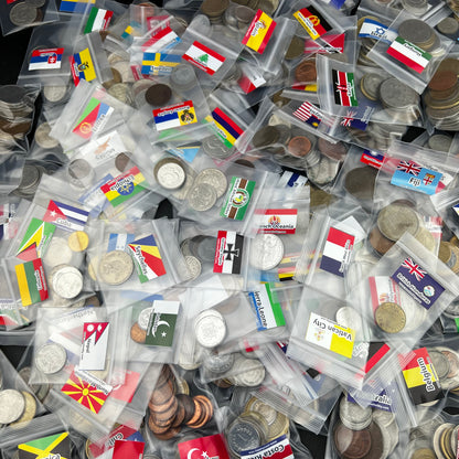 500-1500 Different World Coins – Organized by Country (No Repeats)