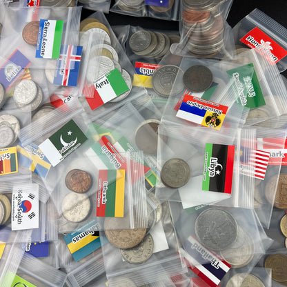 500-1500 Different World Coins – Organized by Country (No Repeats)