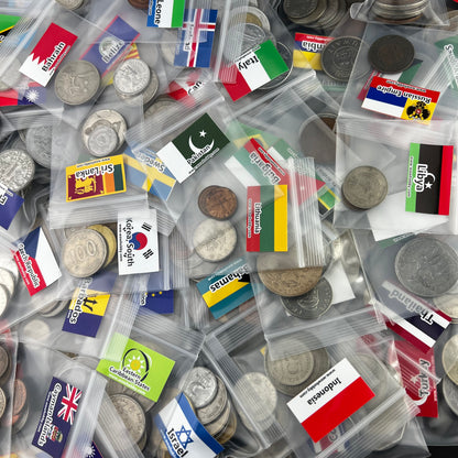 500-1500 Different World Coins – Organized by Country (No Repeats)