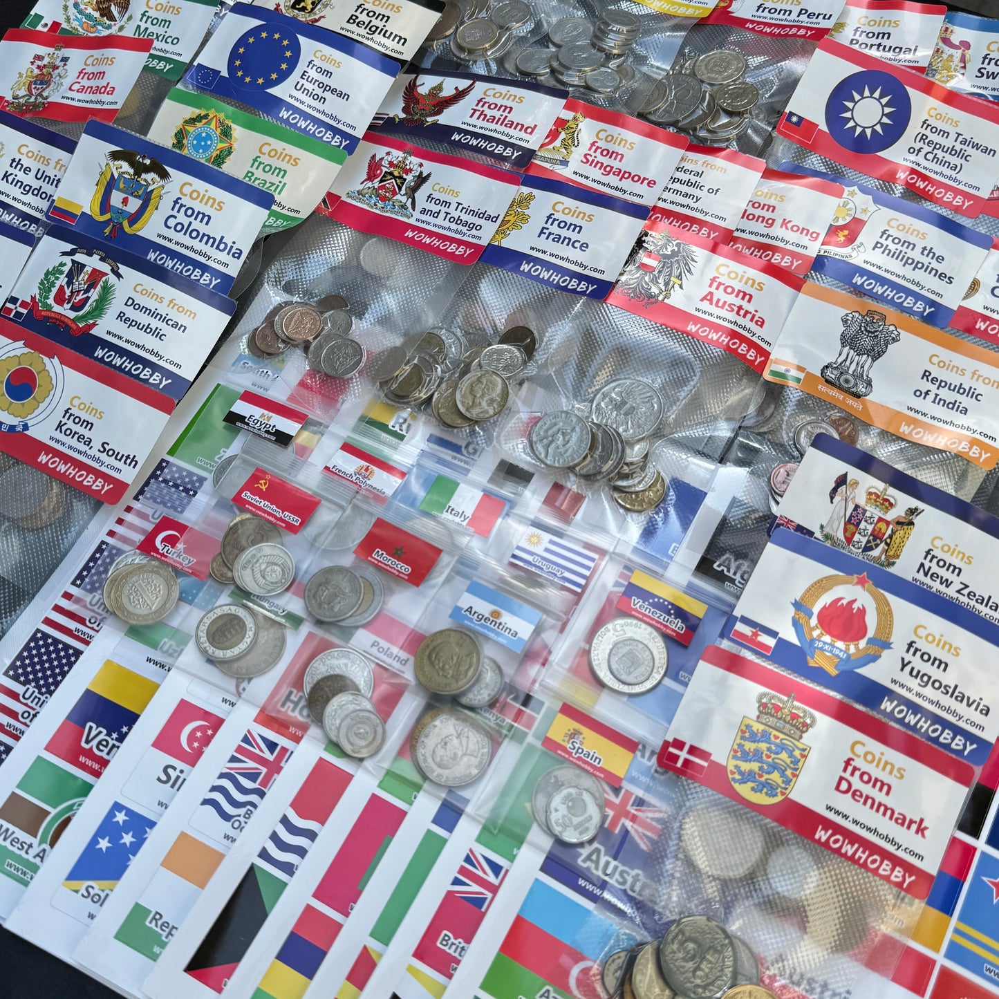 500-2000 World Coins – Organized by Country (Some Repeats)