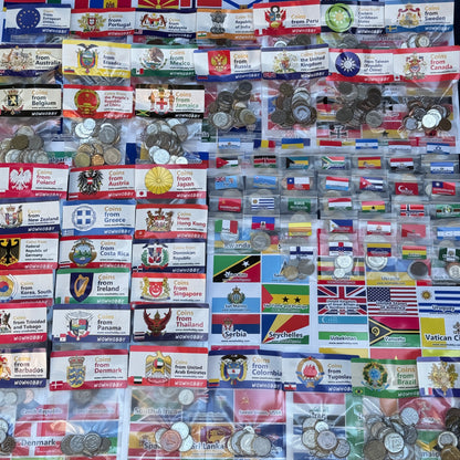 500-2000 World Coins – Organized by Country (Some Repeats)