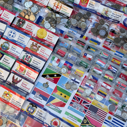 500-2000 World Coins – Organized by Country (Some Repeats)