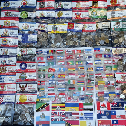 500-2000 World Coins – Organized by Country (Some Repeats)