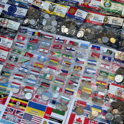 500-2000 World Coins – Organized by Country (Some Repeats)