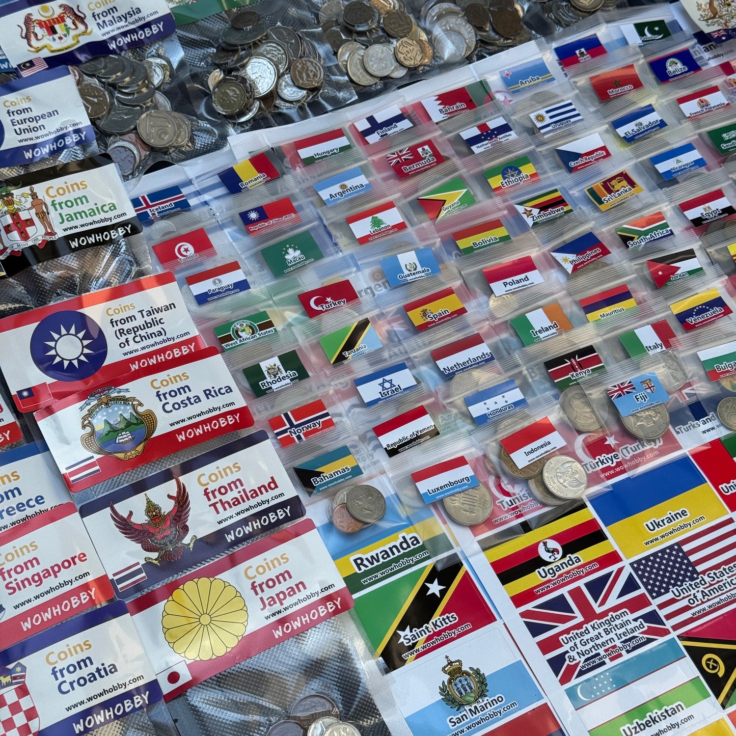 500-2000 World Coins – Organized by Country (Some Repeats)